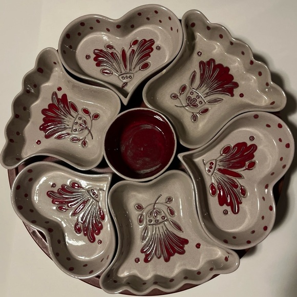 Cleminson's Galagray Ware Hearts & Fans Shape Complete Lazy Susan - Picture 13 of 13